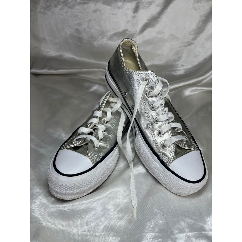 Converse Chuck Taylor All Star Women 7.5 Silver Metallic‎ Lift Platform Sneaker